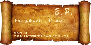 Bosnyakovits Piusz névjegykártya